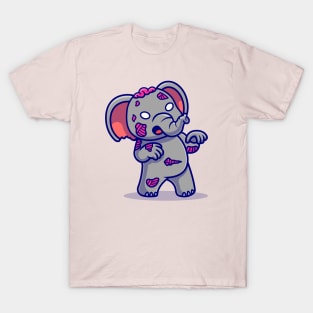 Cute Elephant Zombie Cartoon T-Shirt